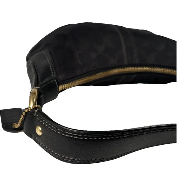 Y2K Coach Hampton Signature Jacquard Shoulder Hobo Bag Black Small Purse # 11371 - Picture 13 of 16